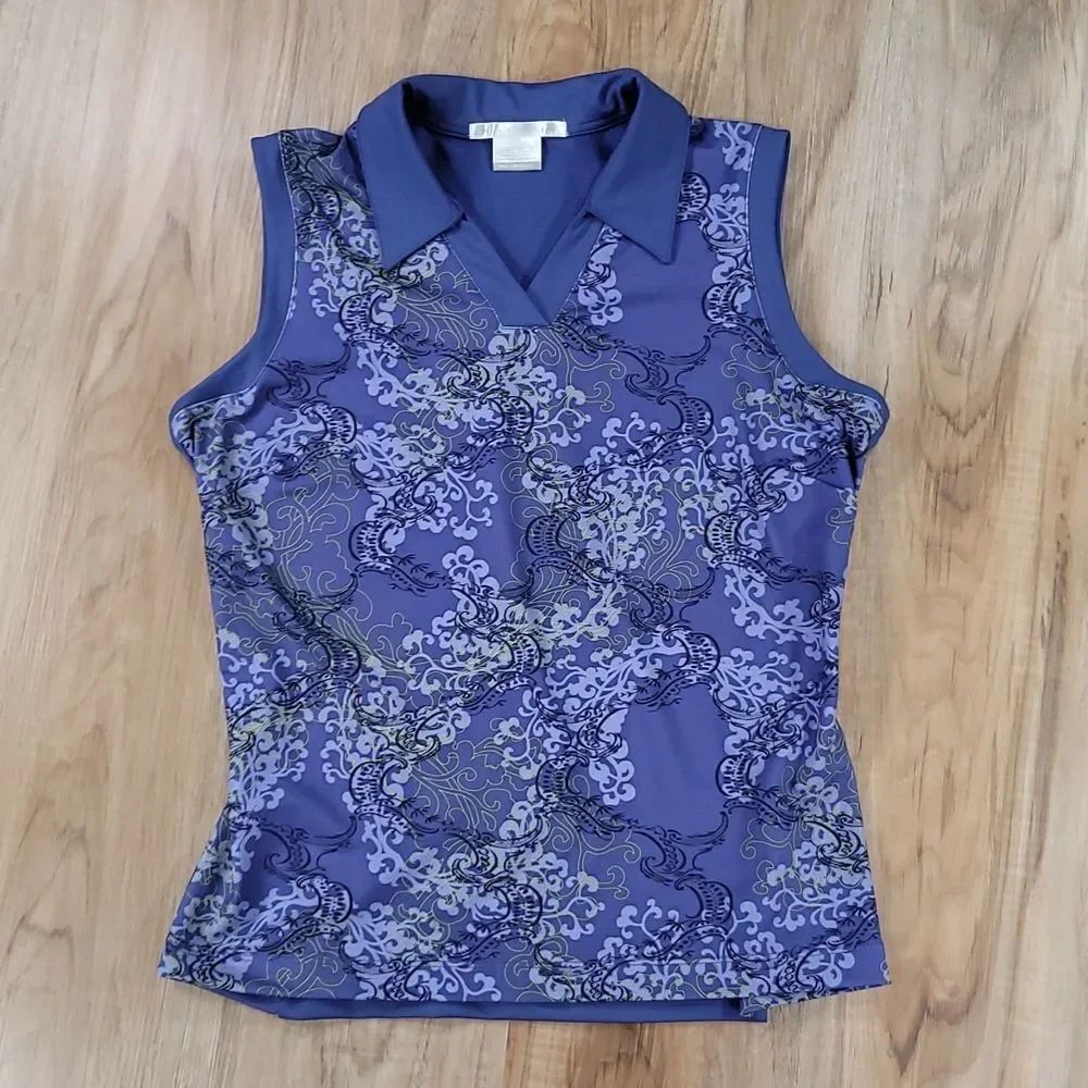 🔹️Nike Sphere Dry Golf Purple Collared Vneck Sleeveless Top Medium